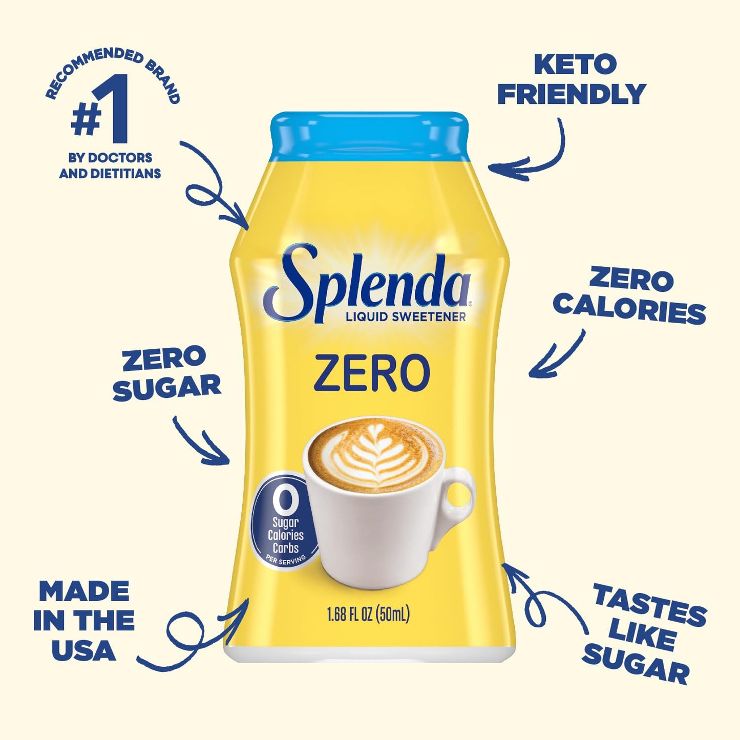 SPLENDA LIQUID Zero calorie Sweetener drops 1.68 Ounce Bottle (Pack of 3)