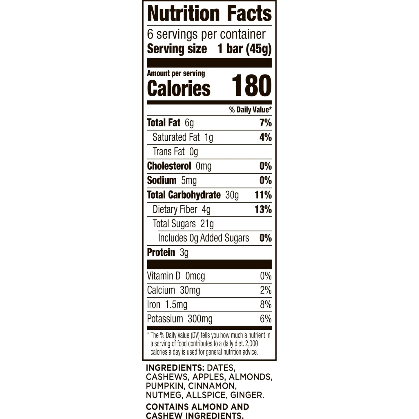 Larabar Limited Edition Pumpkin Pie, Gluten Free Vegan Fruit & Nut Bars, 6 Bars, 9.6 Oz Box