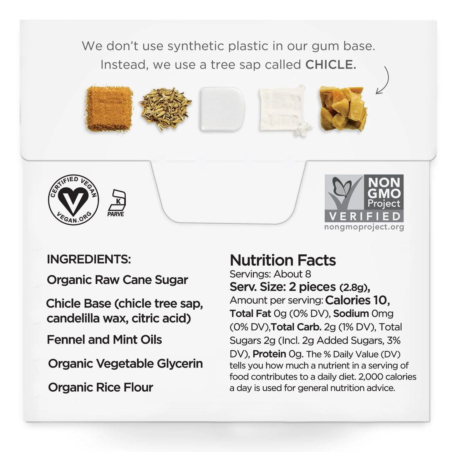 SIMPLY Gum Fennel, Plastic-Free Natural Chewing Gum, 6 Pack (90 Pieces) | Vegan, Kosher, Non GMO, Aspartame Free and Sorbitol Fr
