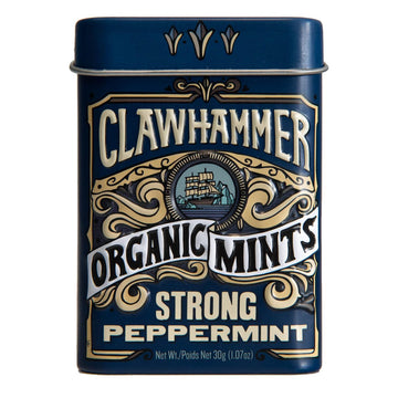 Clawhammer Organic Mints Strong Peppermint | Organic Cane Sugar, Natural Flavors, No Artificial Colors Or Sweeteners | Kosher Ce