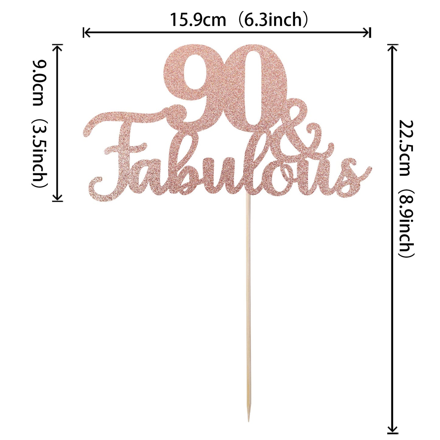1 Pcs 90 & Fabulous Cake Topper Glitter Ninety And Fabulous Cake Toppers Happy 90Th Birthday Cake Pick For 90Th Wedding Annivers