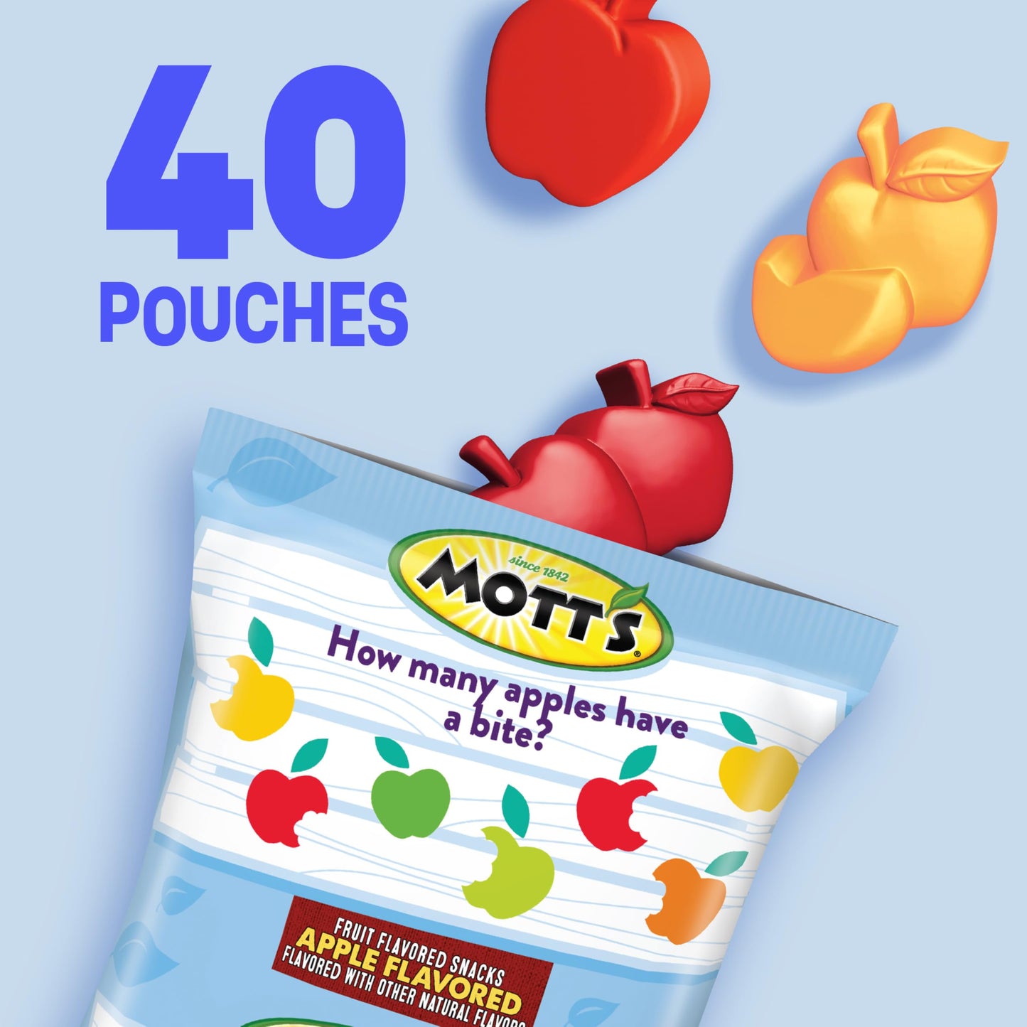 Motts Fruit Flavored Snacks, Apple Orchard, Gluten Free Snack, Family Pack, 40 Ct, 32 oz