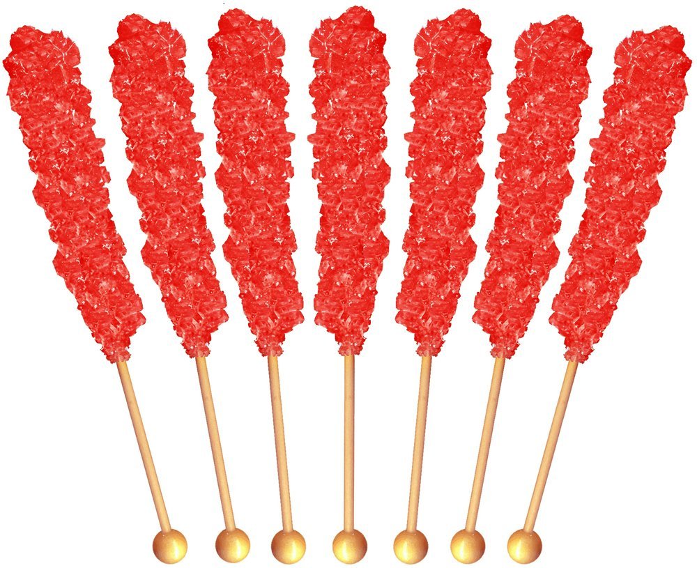 Buffalo Bills Strawberry (Red) Rock Candy On A Stick (12-Ct Cup Red Rock Candy Crystal Sticks)