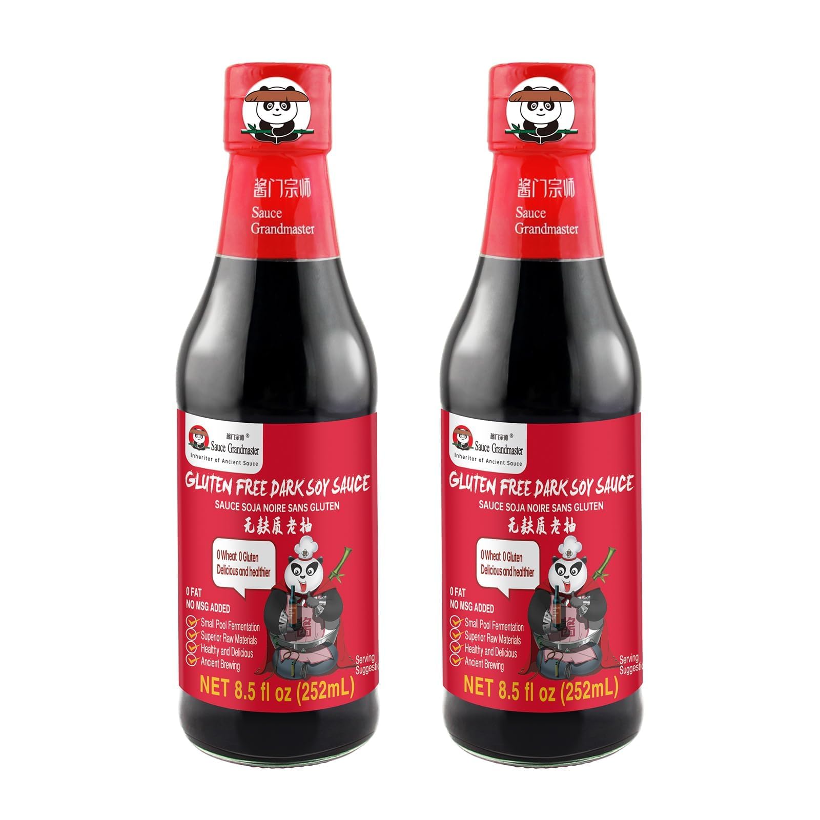 Top-Grade Black Dark Soy Sauce - 8.5 Fl Oz (2 Pack)  Gluten-Free Flavor Upgrade  Stir Fry  Vegan Glaze  Bbq Marinade  Dip  Healthy And Authentic Chinese Style  Adds Attractive Color To Delicate Foods