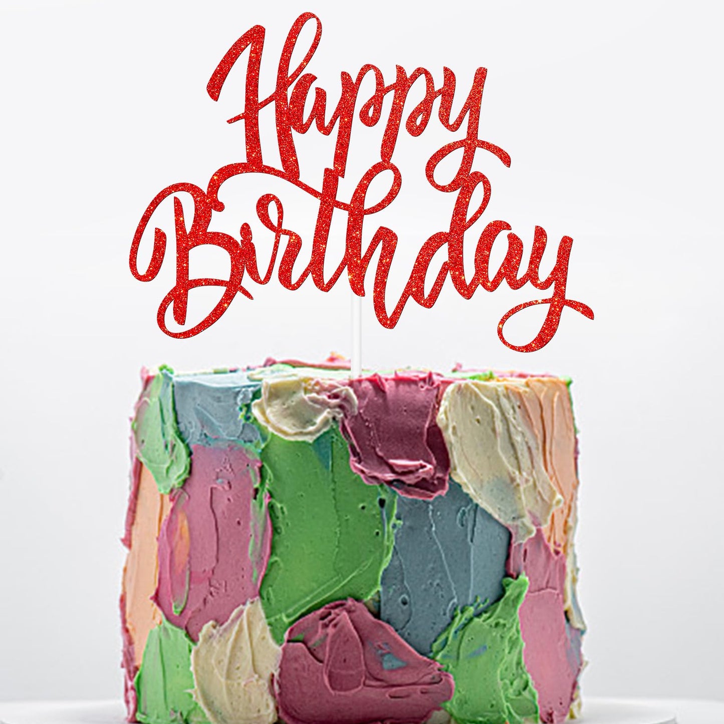 Notbadsys Birthday Cake Decorations, Gold Glitter Letters, Red, Model S1-1-(????)