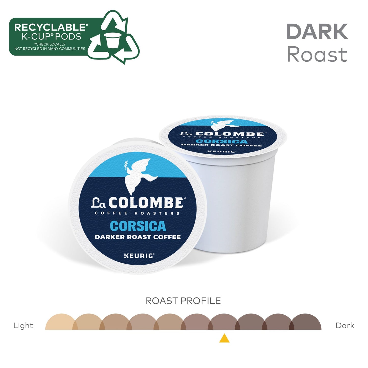 La Colombe Coffee Roasters Corsica Darker Roast Coffee, Single Serve Keurig K-Cup Pods, 20 Count Box