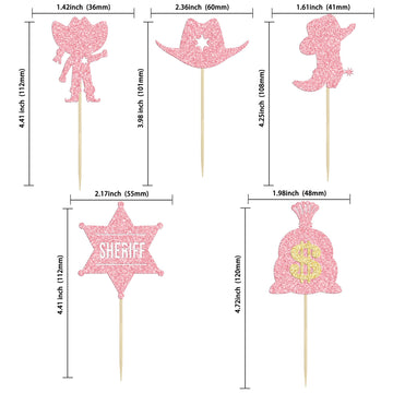 Gyufise 36Pcs Cowgirl Party Cake Cupcake Topper Pink Cowgirl Western Cupcake Toppers For Western Cowgirl Party Kids Birthday Par