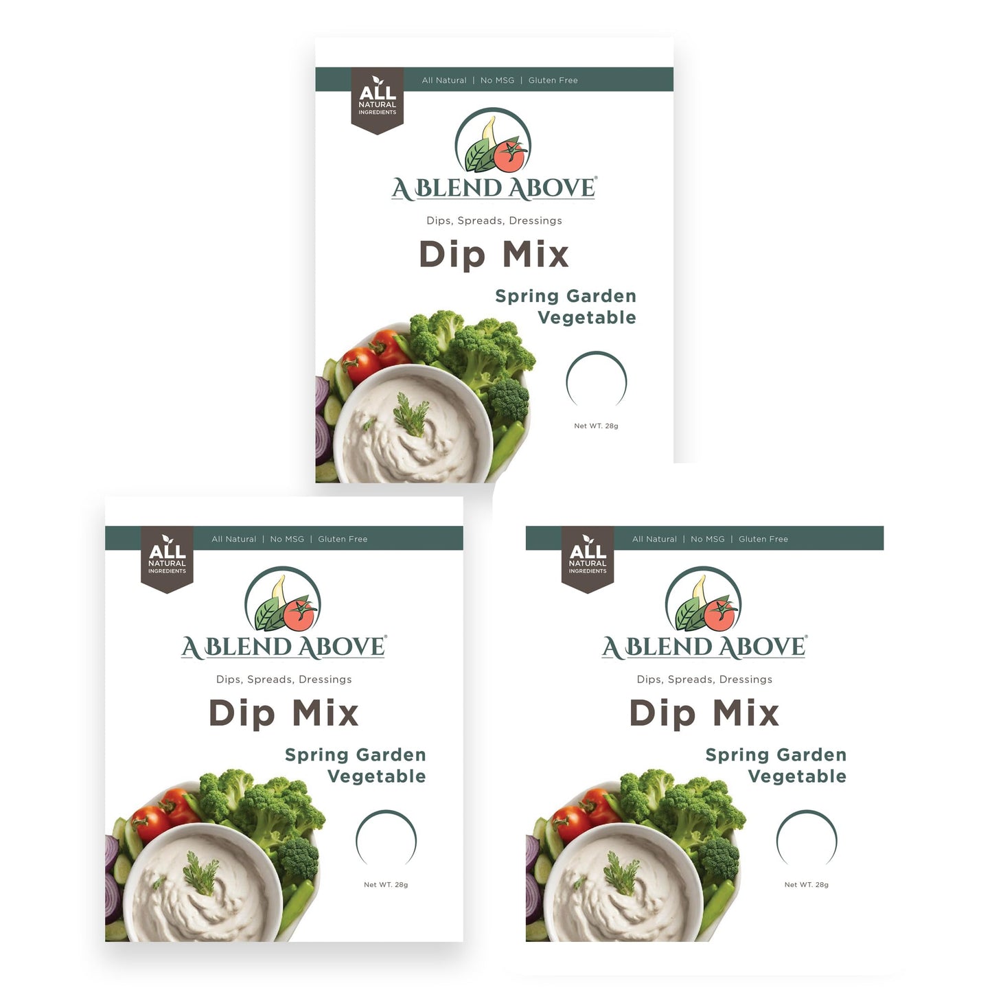 A Blend Above Vegetable Dip Mix, Gluten-Free, Vegan Friendly, 3 Packs, 1 oz Each