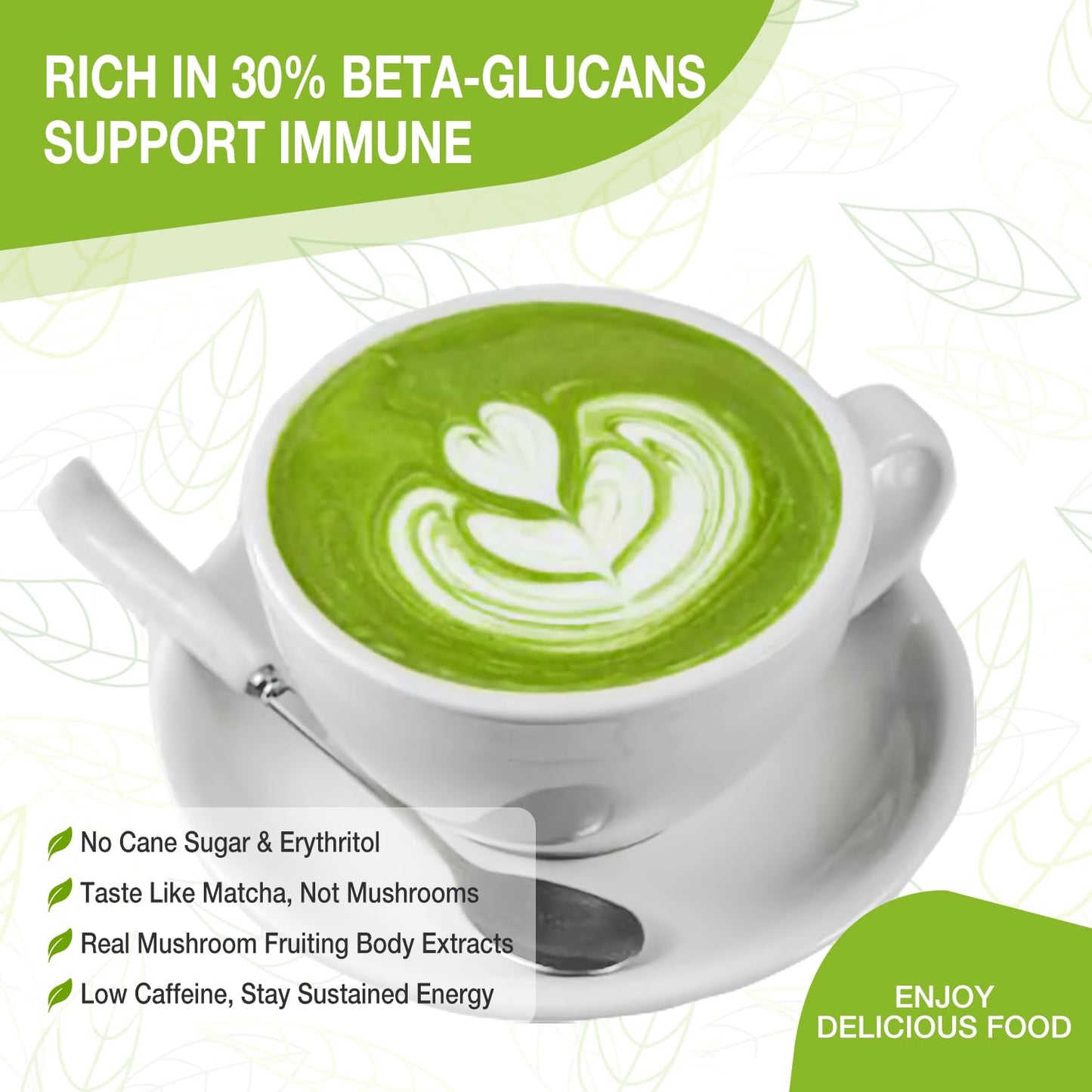 Mushroom Matcha Latte Powder - Super Ceremonial Grade Matcha With Adaptogenic Mushrooms For Brain Health And Energy - Vegan And