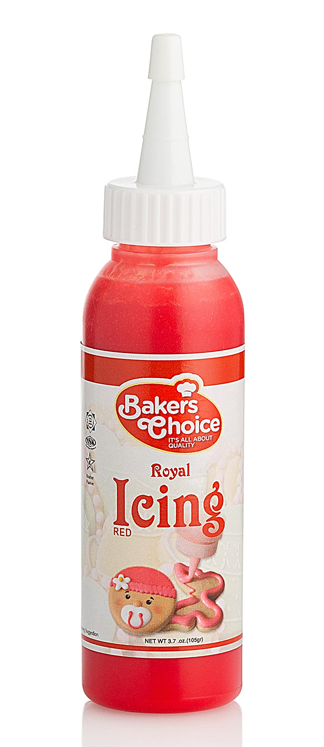 Red Cookie Icing - Ready To Use Royal Icing For Cookies - Decorating Icing Squeeze Bottles With Piping Tube For Cookies  Cakes  Cupcakes And Treats - 3.7 Oz. - Bakers Choice