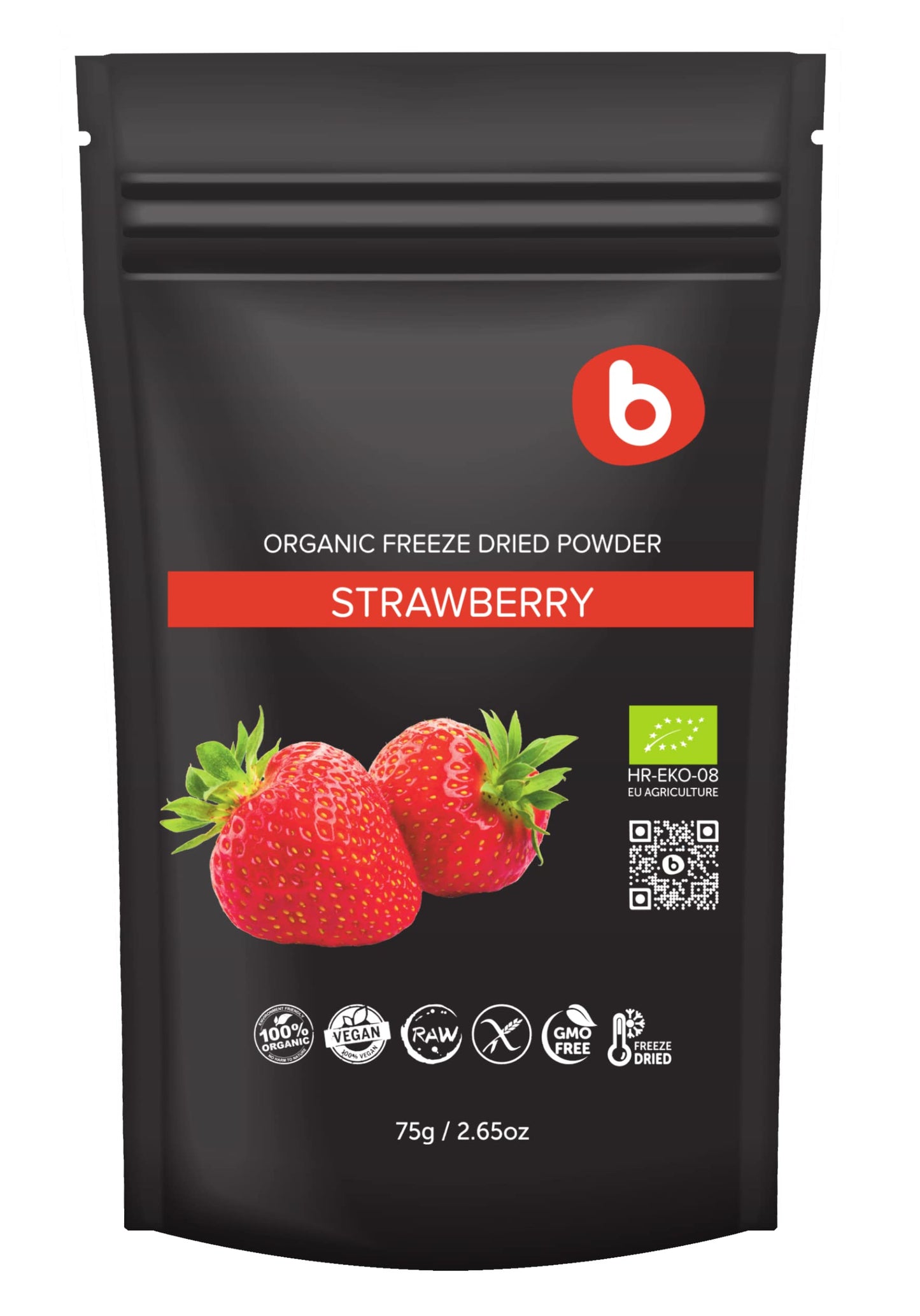 Organic Freeze Dried Strawberry Powder From Freeze Dried Strawberries, Rich In Fiber, For Smoothies, Baking And Flavoring, 2.65O