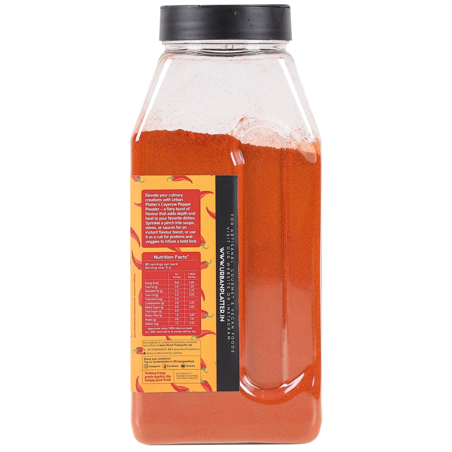 Urban Platter Cayenne Red Pepper Powder, [Spicy & Smoky Pepper Powder] (400G)