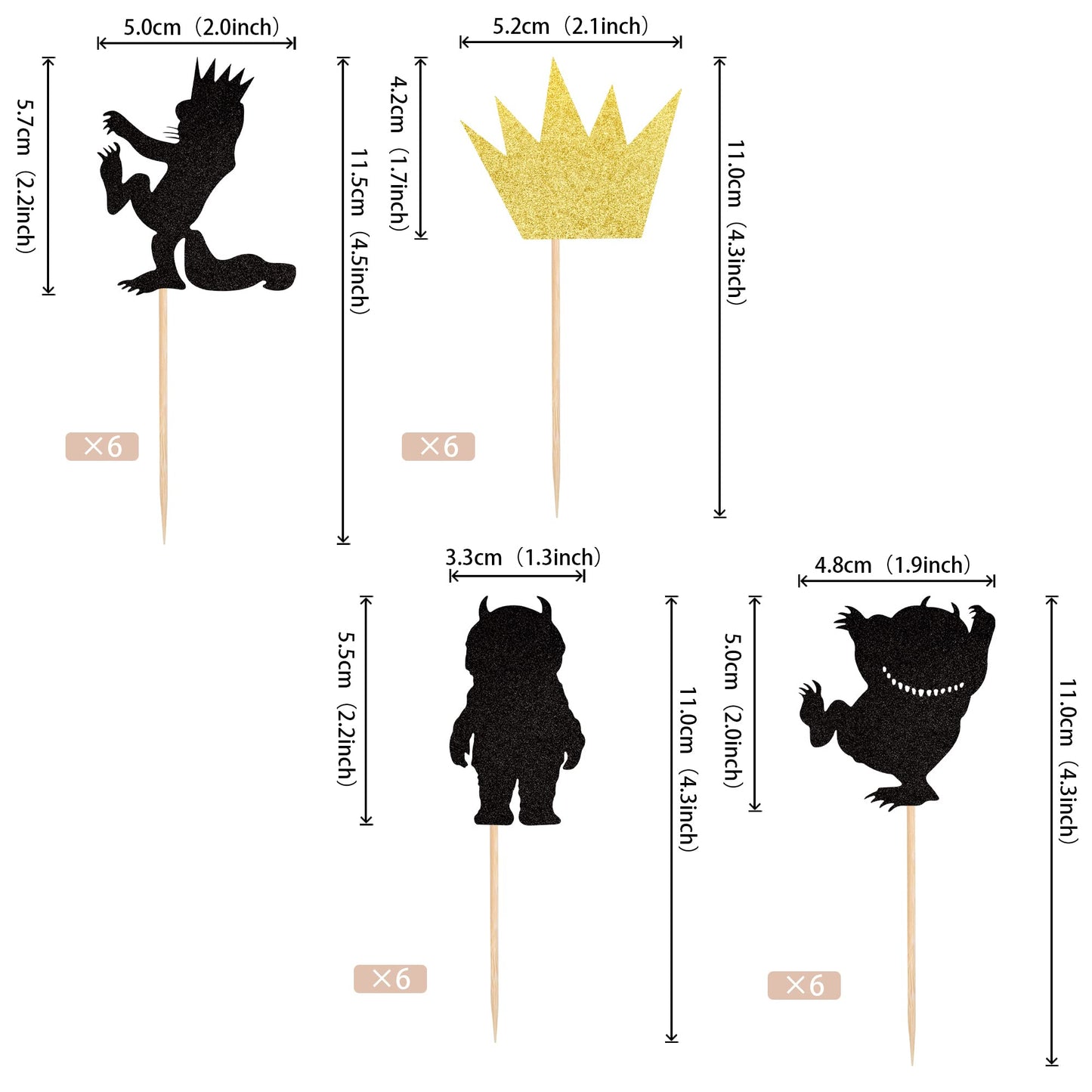24 Pcs Glitter Where The Wild Things Are Inspired Cupcake Toppers Wild One Crown Cupcake Picks Baby Shower Kids Birthday Party C