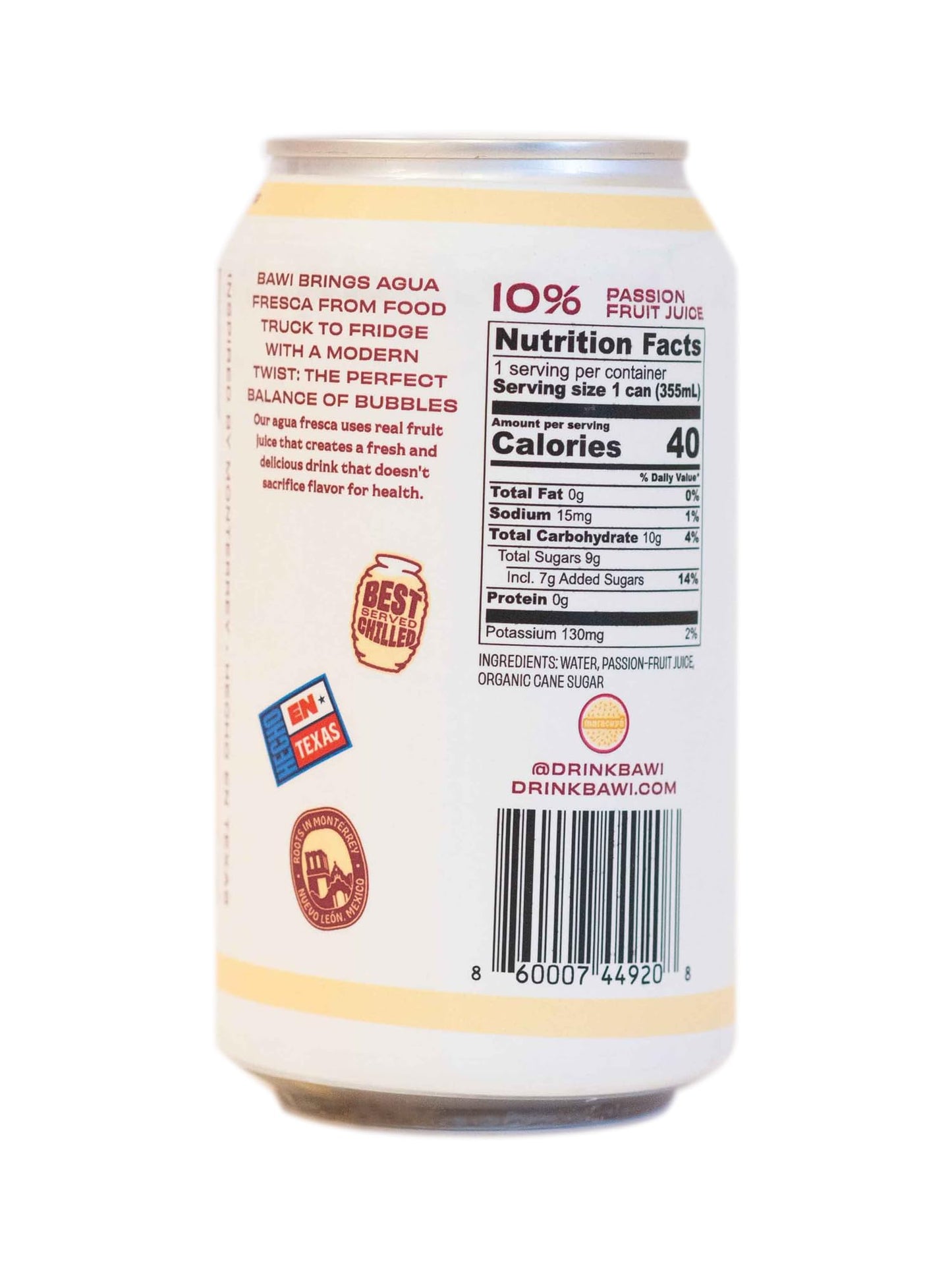 Bawi Agua Fresca Passion Fruit Flavored Sparkling Drink, 12 Fluid Ounces (Pack Of 12)