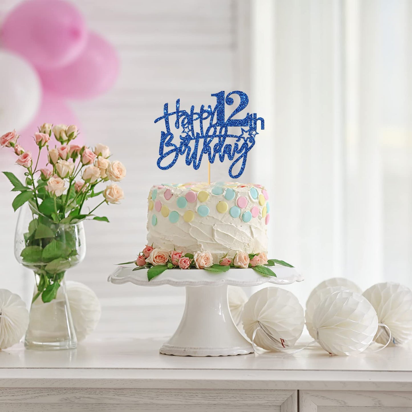 Roadsea Happy 12Th Birthday Cake Topper - Kid Girl Boy Twelve Years Old Birthday Cake Supplies - 12Th Birthday Party Decorations