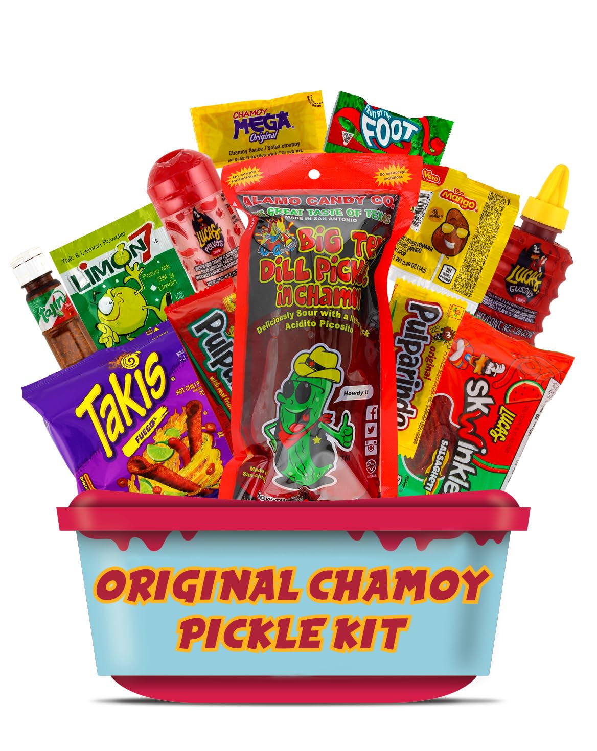 Original Chamoy Pickle Kit, Ready to Make the Famous TikTok Trend, Includes Alamo Dill Pickle, Baby Lucas, Lucas Gusano, Skwinkl