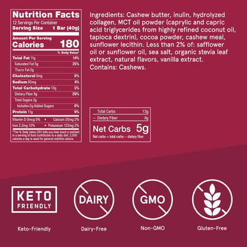 Bulletproof Fudge Brownie Collagen Protein Bars, Pack of 12, Keto-Friendly Snack with MCT Oil