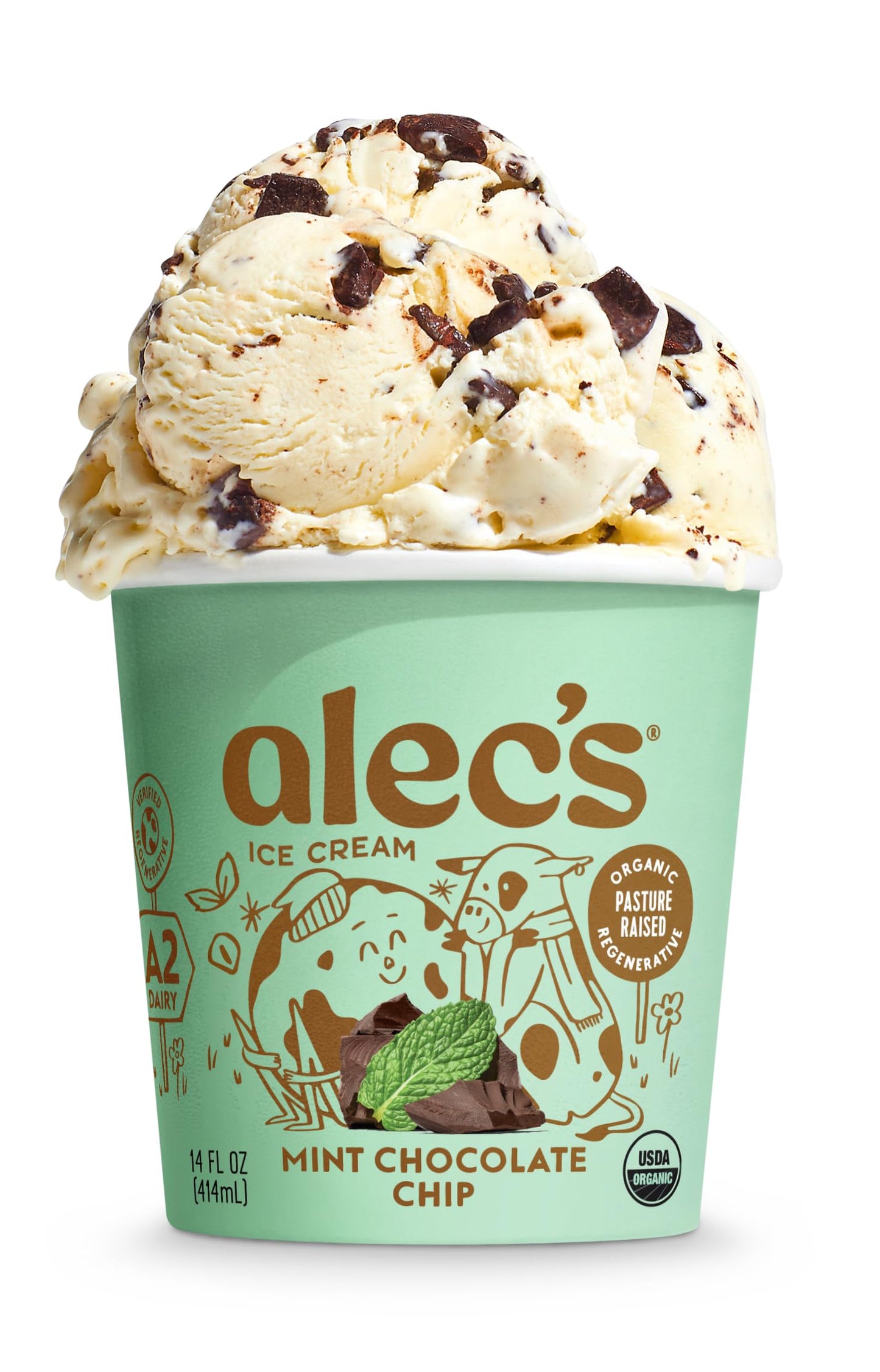 Alecs Mint Chocolate Chip Organic Ice Cream