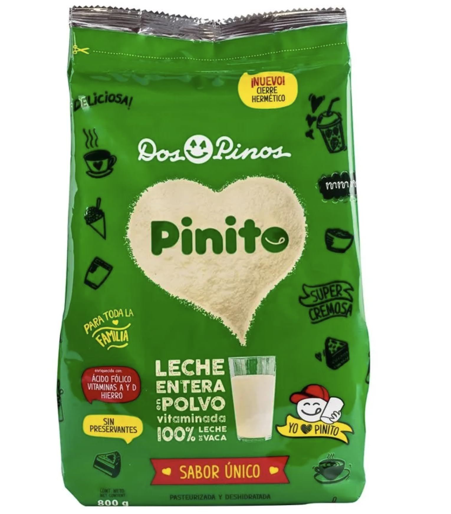 Dos Pinos Leche Pinito - Leche Entera En Polvo  800 G (28.2 Oz) | Whole Milk Powder | Instant?Nea  Nutritiva Y Cremosa- Los Pinos