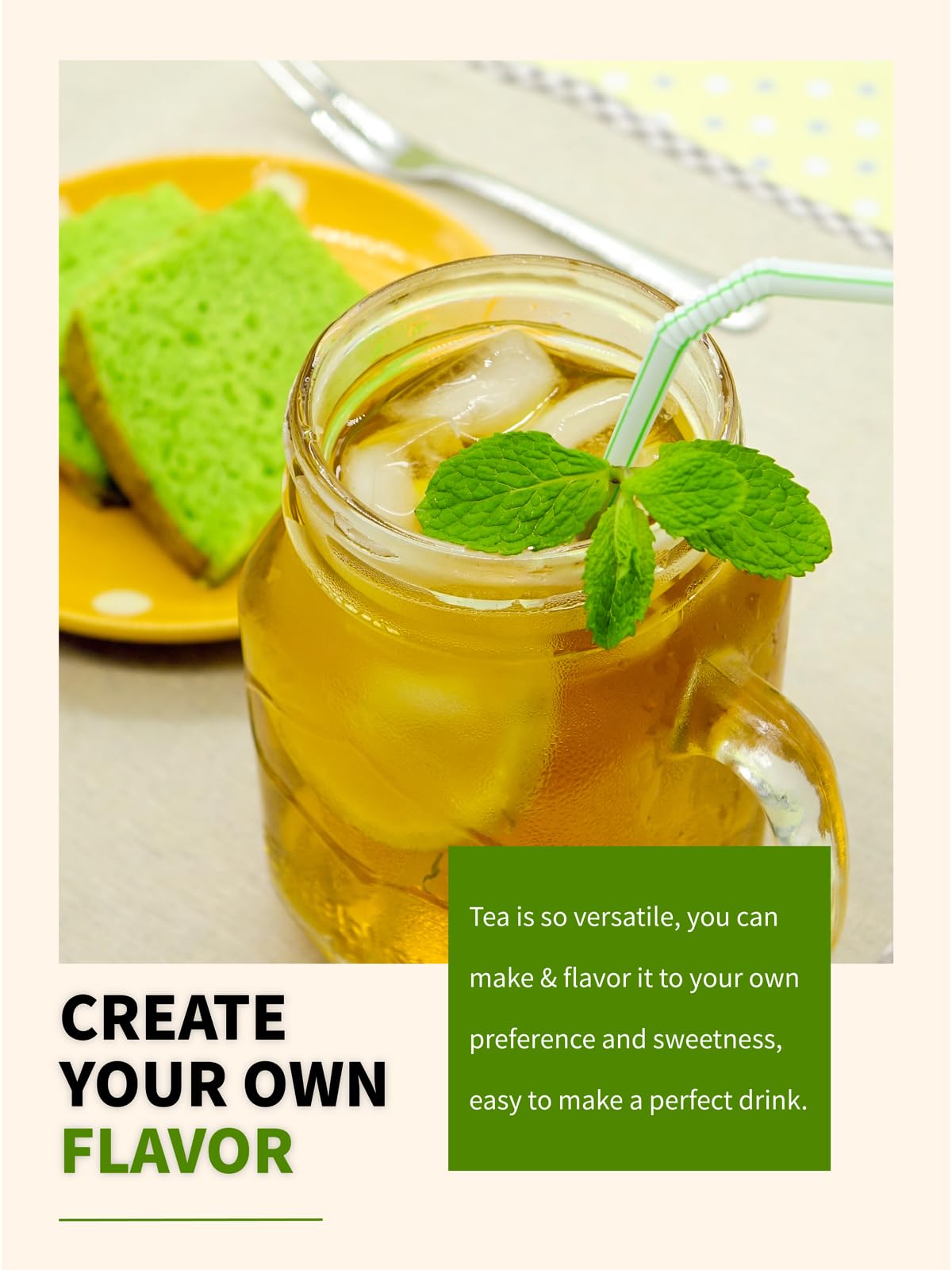 Teelux Mint Green Tea Bags, Green Tea With Peppermint, Spearmint And Lemongrass, Caffeinated, 100% Real And Natural, 100 Count