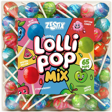 Original Lollipops Mix - 65 Count Bulk Candy Pack - Assorted Fruity Flavors, Individually Wrapped - Perfect for Parties, Birthda
