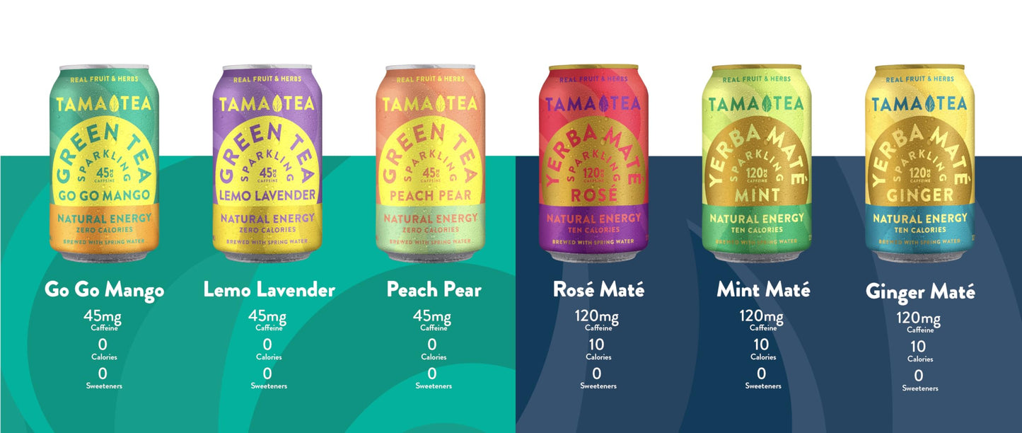 Tama Tea Sugar-Free Sparkling Green Tea, Lemo Lavender – Organic & Naturally Energizing – Zero Calories, Zero Carbs, Non-Gmo – Antioxidant-Rich With 45Mg Natural Caffeine – 12 Oz Cans (12-Pack)