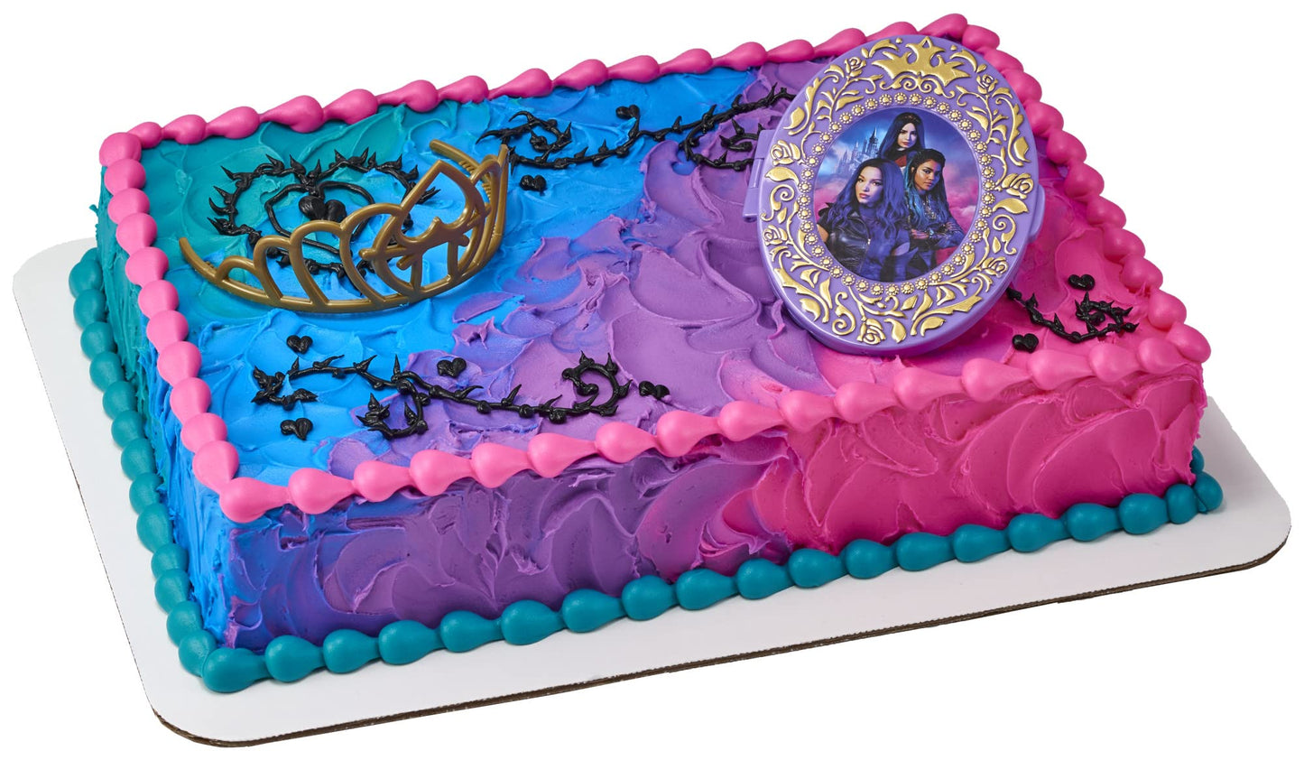 DecoPac Disney Descendants 3 Cake Topper Set, 2-Pc with Tiara & Compact, Plastic, Multiple Colors, Model 24327