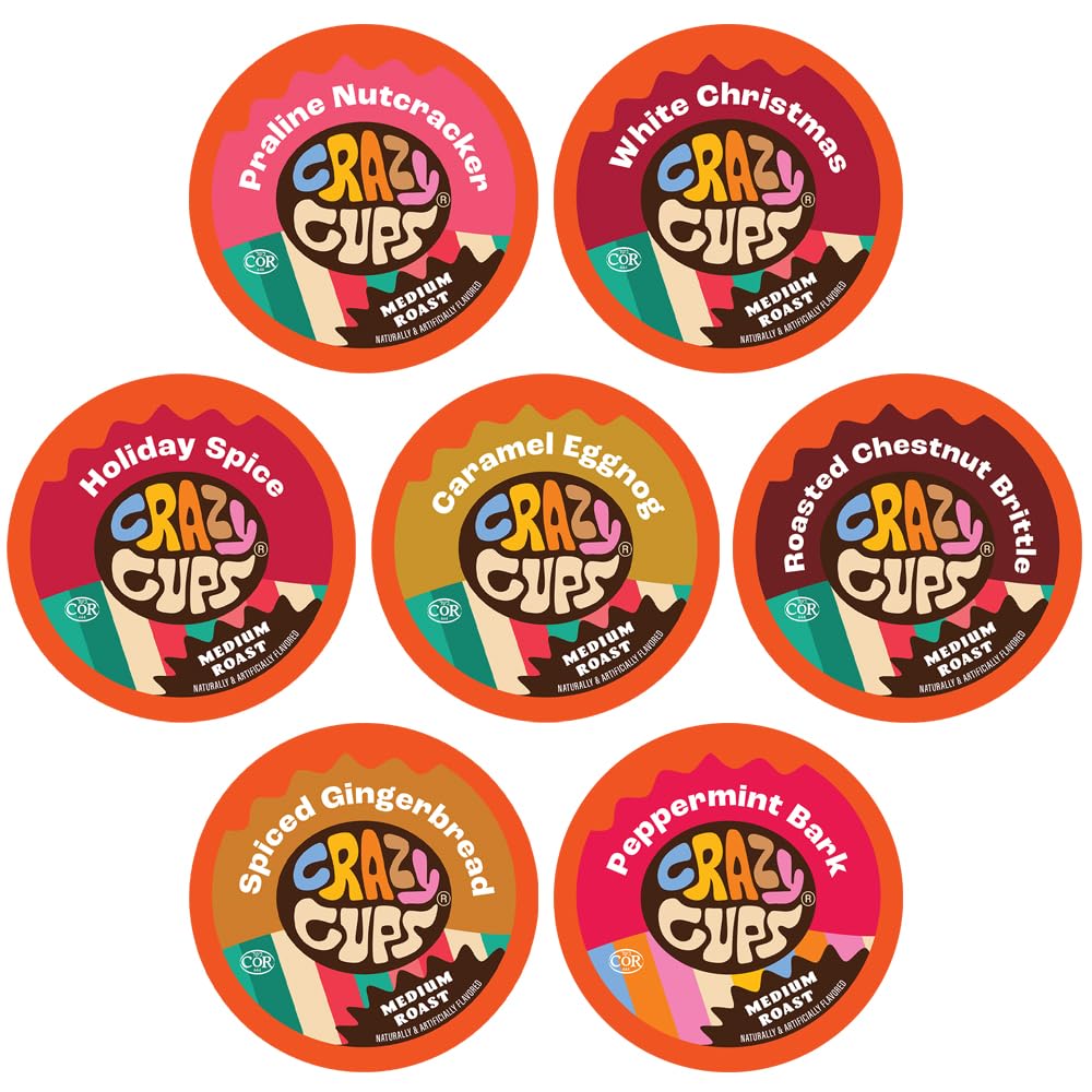 Crazy Cups Christmas Coffee Pods Variety Pack, Assorted Flavors, 30 Count, Compatible with Keurig K Cup Machines