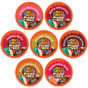 Crazy Cups Christmas Coffee Pods Variety Pack, Assorted Flavors, 30 Count, Compatible with Keurig K Cup Machines