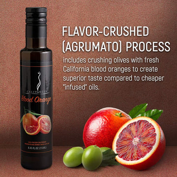 Calivirgin Blood Orange Olive Oil - Blood Orange Infused Extra Virgin Olive Oil - Cold Pressed Olive Oil - Blood Orange Flavored