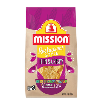 Mission Thin & Crispy Tortilla Chips, Restaurant Style Corn Tortilla Chips, 9 oz., Gluten Free