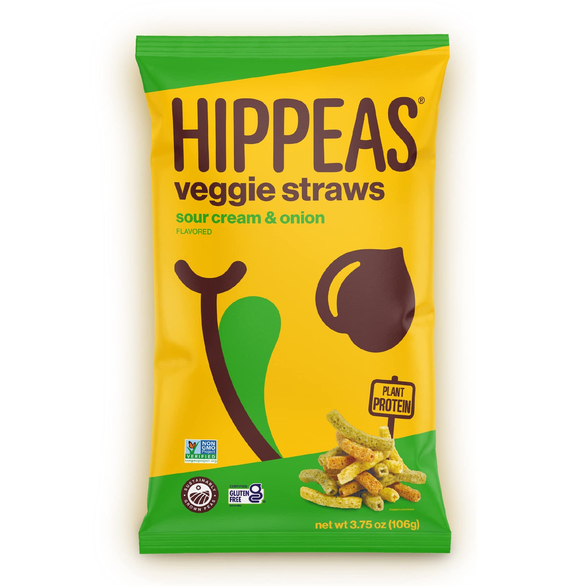 HIPPEAS Veggie Straws + Straight Up Sea Salt | 3.75 Ounce | Vegan, Gluten-Free, Crunchy, Protein Snacks