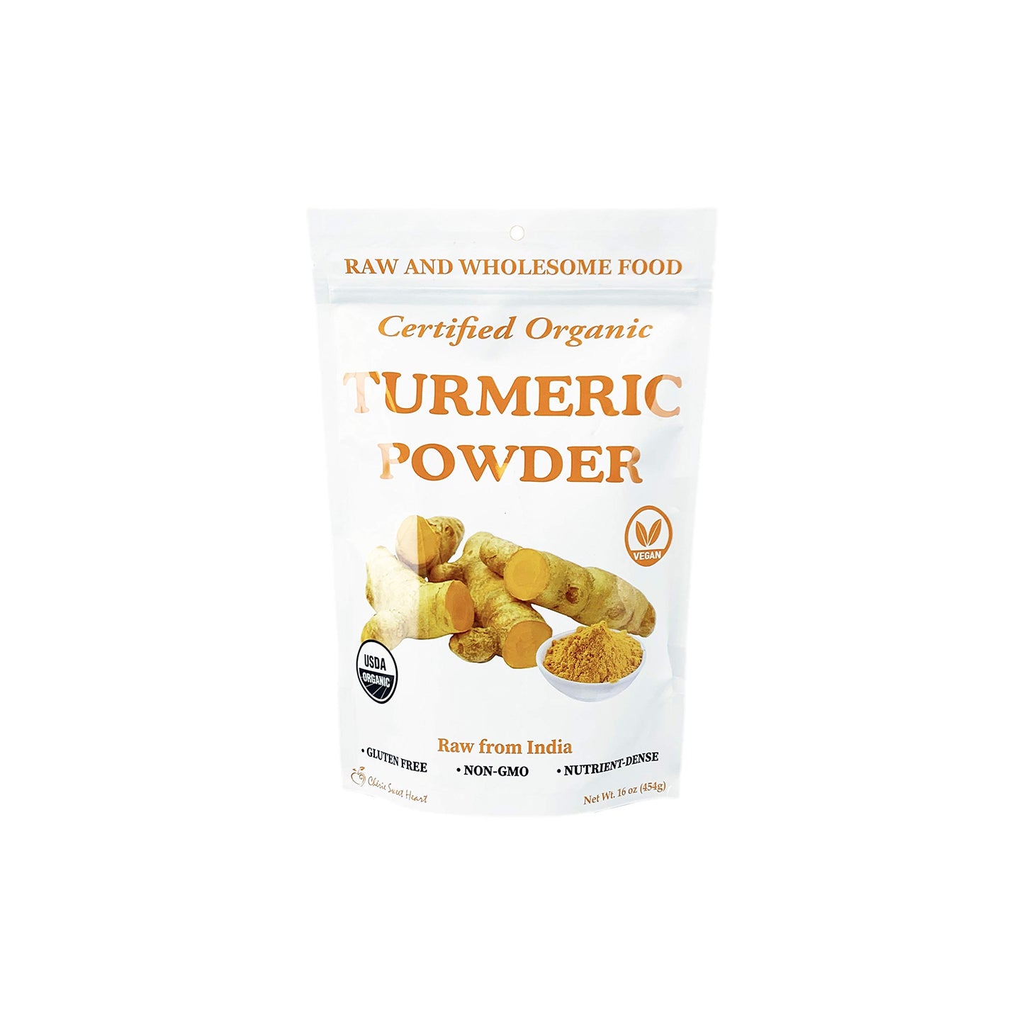 Cherie Sweet Heart - Organic Turmeric Root Powder, 100% Raw from India, 16 oz (1 lb) Resealable Bag