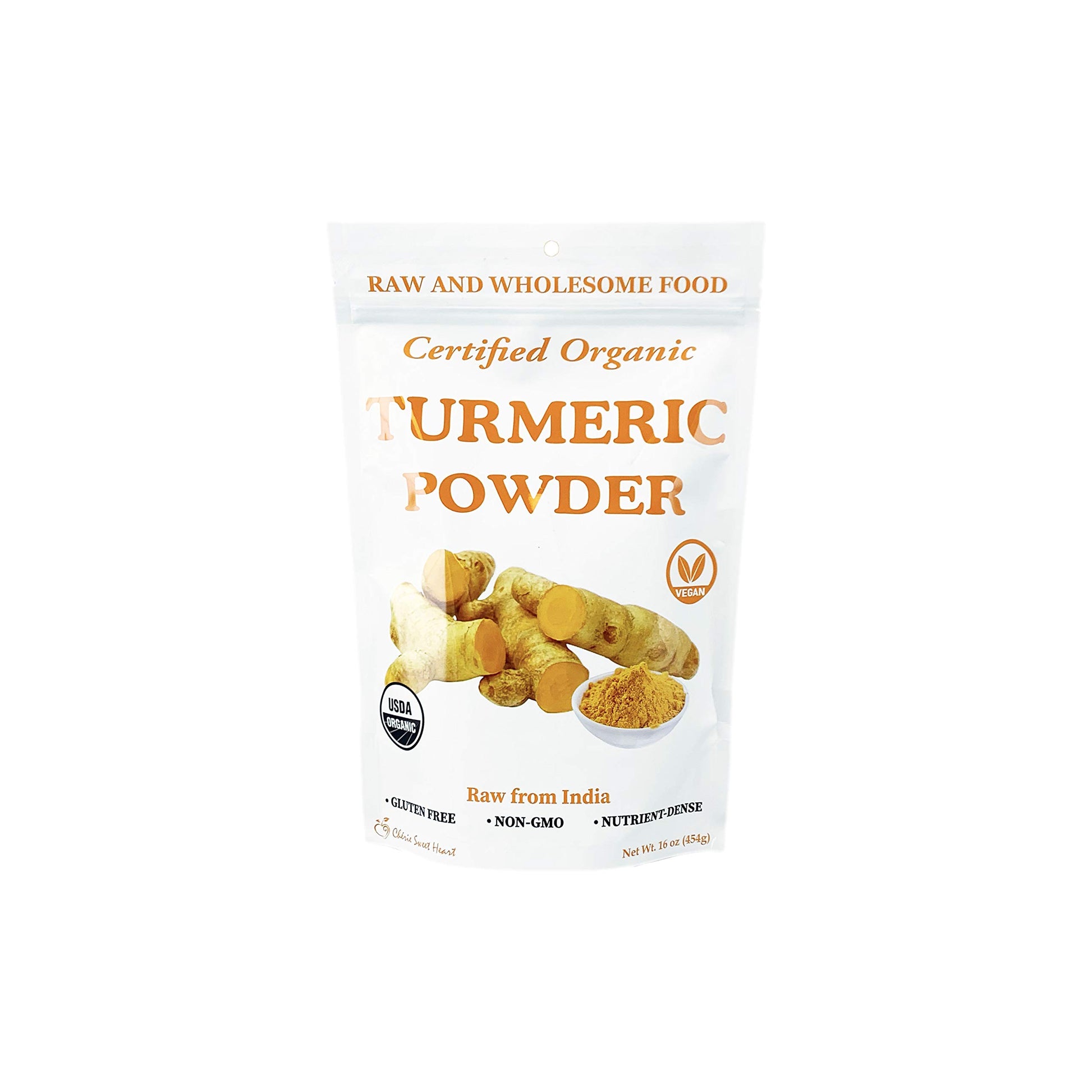 Cherie Sweet Heart - Organic Turmeric Root Powder, 100% Raw from India, 16 oz (1 lb) Resealable Bag
