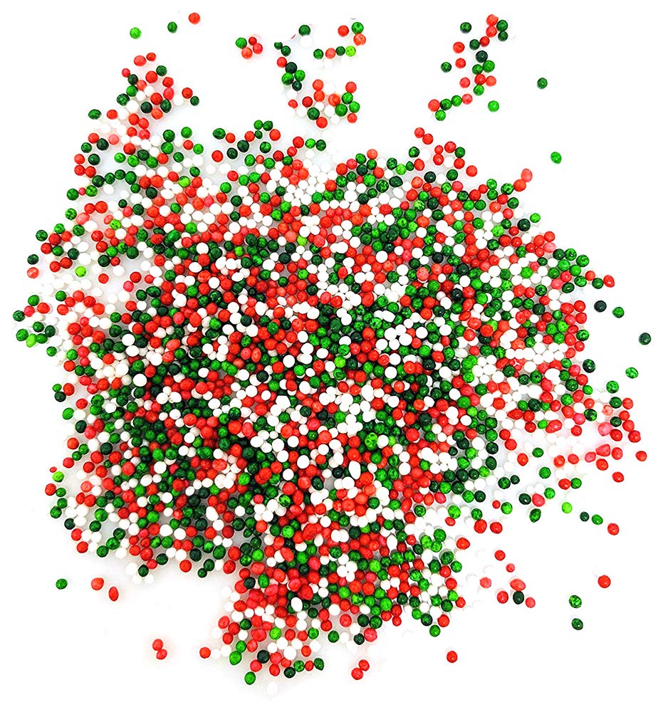 SweetGourmet Jingle Mix | Red Green White Christmas Nonpareils | 15oz