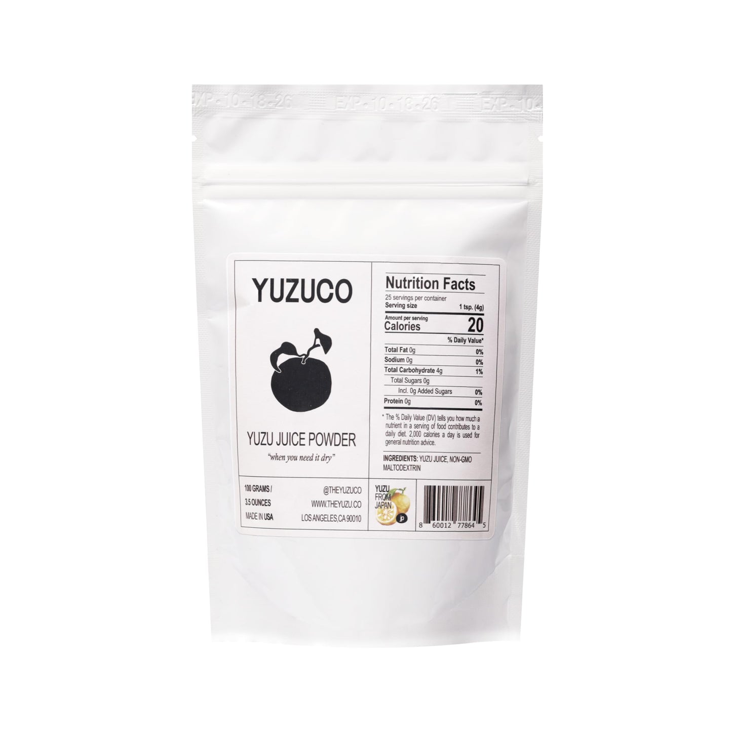 YUZUCO Yuzu Juice Powder - Convenient Citrus for Cooking & Baking - 3.5oz (100g) - Made in the USA