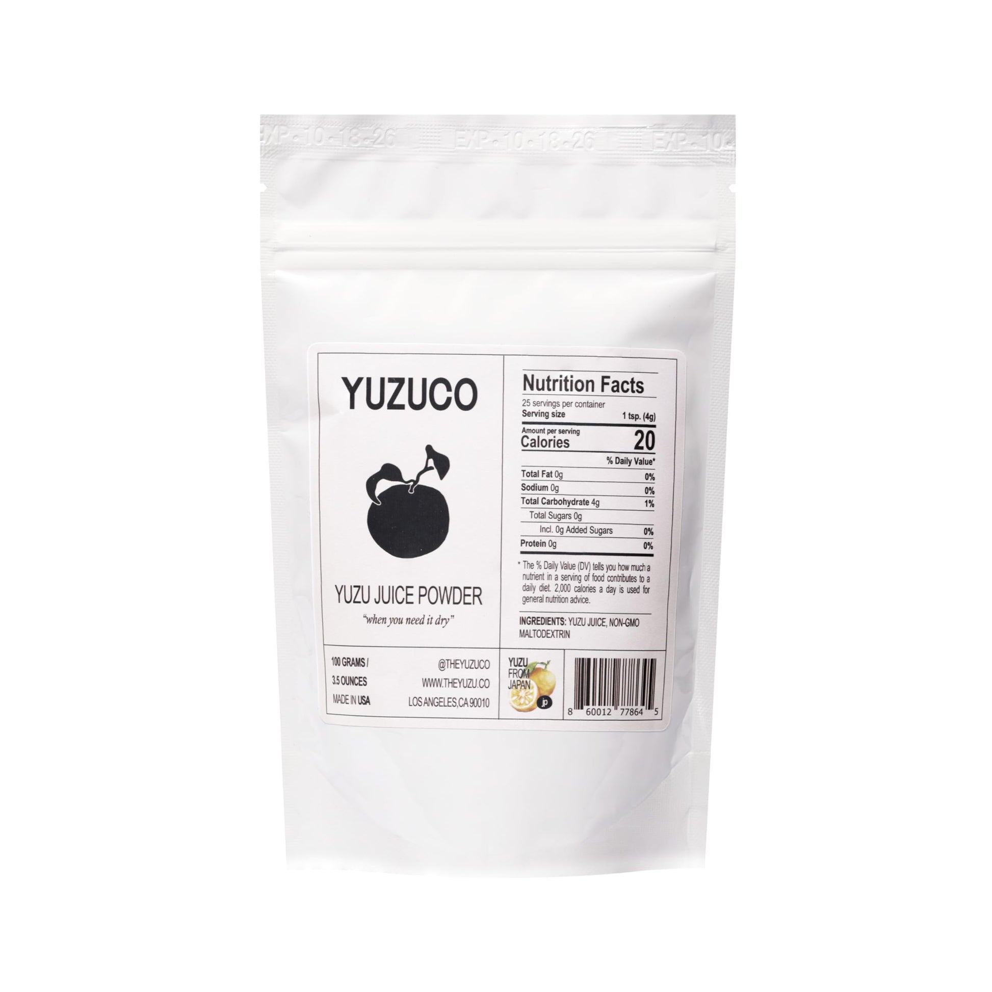 YUZUCO Yuzu Juice Powder - Convenient Citrus for Cooking & Baking - 3.5oz (100g) - Made in the USA