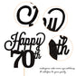 YCTHUNFISH 70th Birthday Cake Topper Black Glitter Bamboo Decorations for 70 Years Old Party Supplies