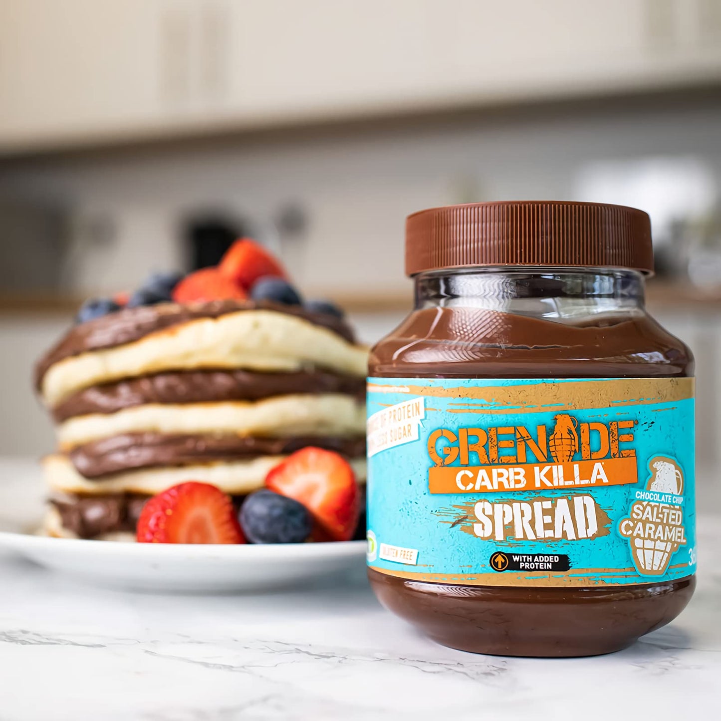 Carb reducea Protein Chocolate Spread, High Protein Low Sugar, 12.7oz, Gluten Free, Chocolate Chip Salted Caramel, Model GRD00432