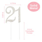 Crystal Creations 21 Cake Topper - Premium Silver Metal with Sparkly Rhinestones - 1 Count