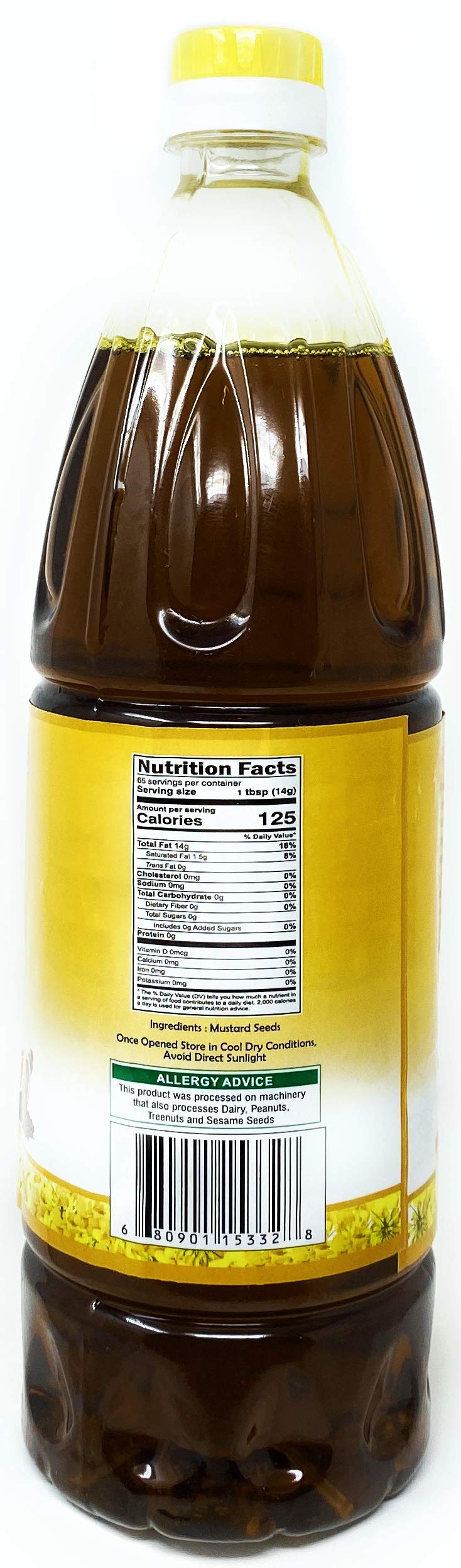 Rani Mustard Oil (Kachi Ghani) 33.8 Ounce (1 Liter) NON-GMO | Gluten Free | Vegan | 100% Natural | Kosher