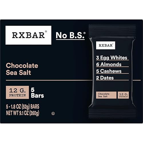 RXBAR Protein Bars, Protein Snack, Snack Bars, Chocolate Sea Salt, 9.1oz (5 Bars)