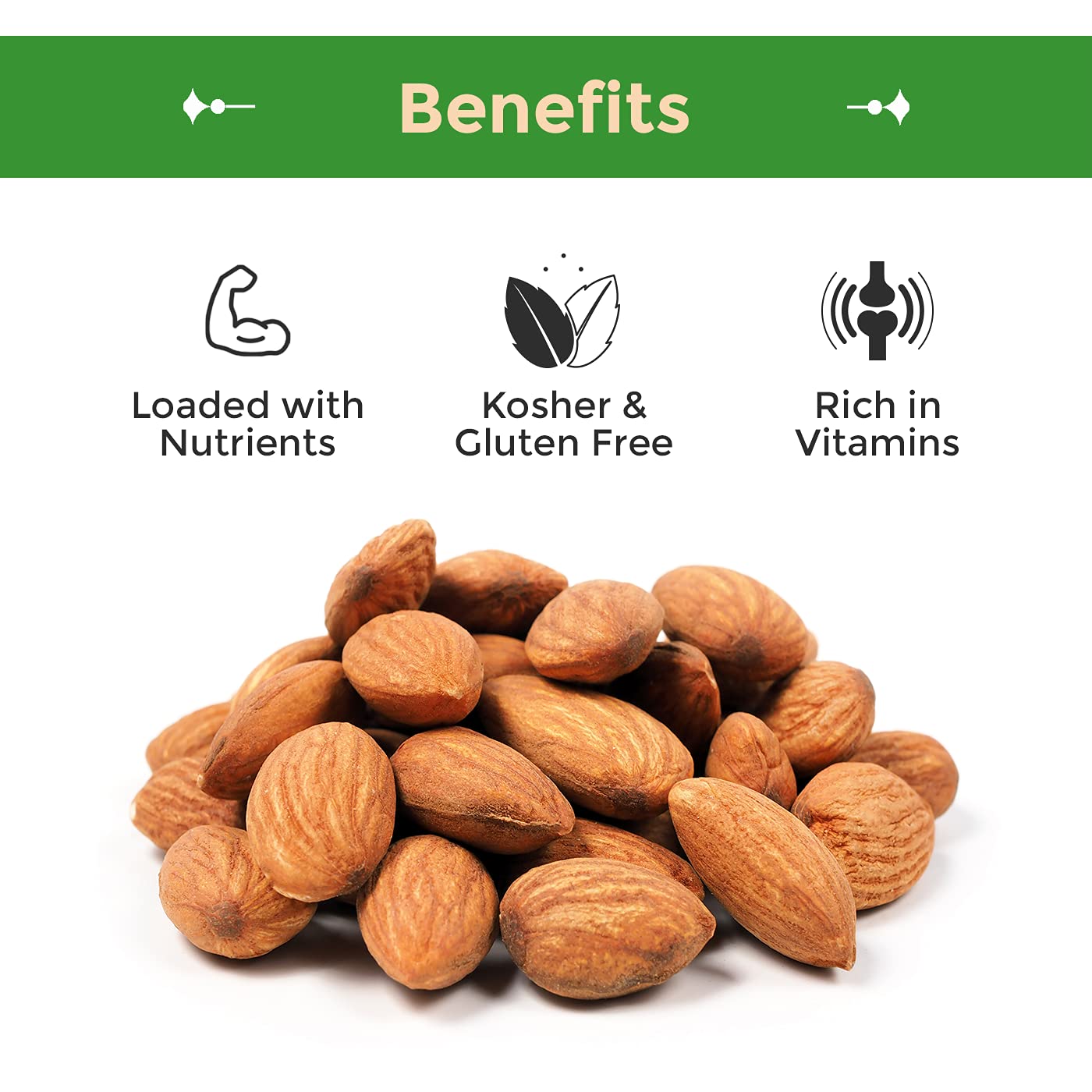 Sincerely Nuts Roasted Whole Unsalted Almonds No Shell - 1Lb Bag - Incredibly Tasty - Sealed for Freshness - Healthy Nutrients