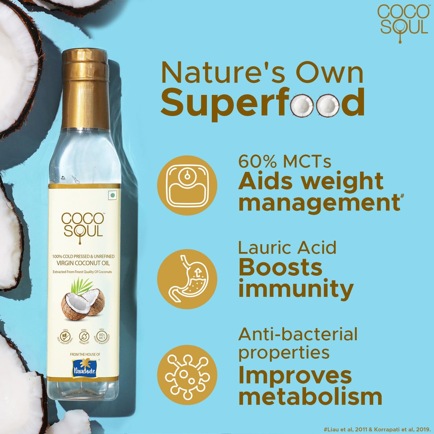 Coco Soul Cold Pressed Unrefined Virgin Coconut Oil | 60% Mct | Multipurpose Usage | Daily Cooking| Keto Friendly | Naturally Ch