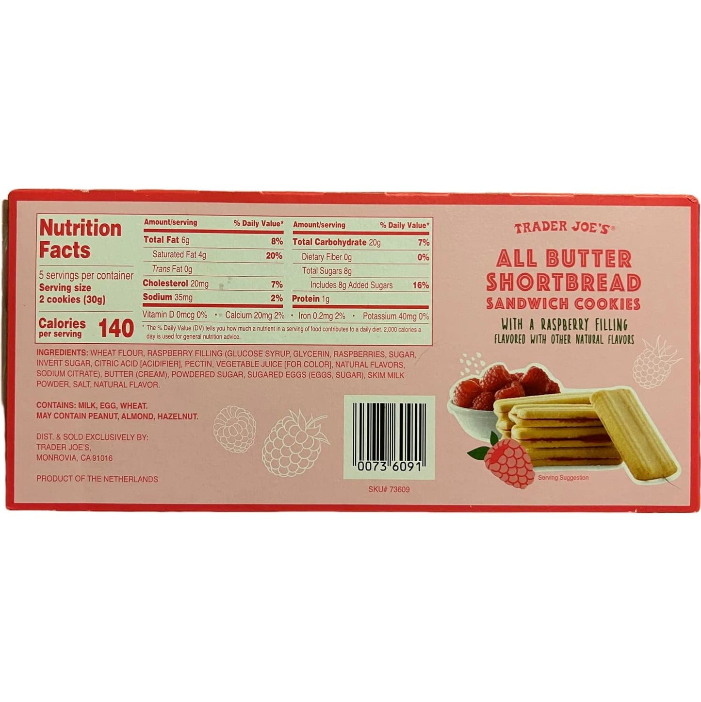 Trader Joe'S All Butter Shortbread Sandwich Cookies With A Raspberry Filling (Pack Of 1)