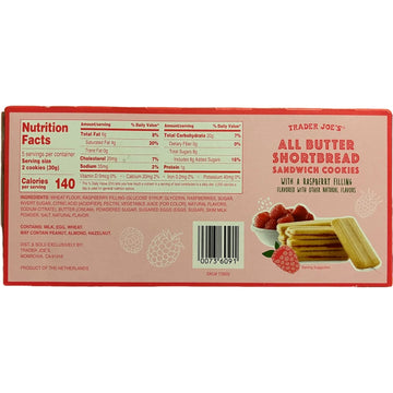 Trader Joe'S All Butter Shortbread Sandwich Cookies With A Raspberry Filling (Pack Of 1)