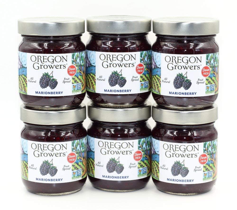 Oregon Growers Marionberry Fruit Spread - Marionberry Jam Made In Oregon, Blackberry Jam, Blackberry Fruit Spread, All Natural Ingredients, Non-GMO - 12 Oz (Pack Of 6)