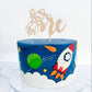 Wood Outer Space One Cake Topper - First Trip Around The Sun Cake Topper, Space Cake Topper 1St Birthday, Wood Rocket One Cake T