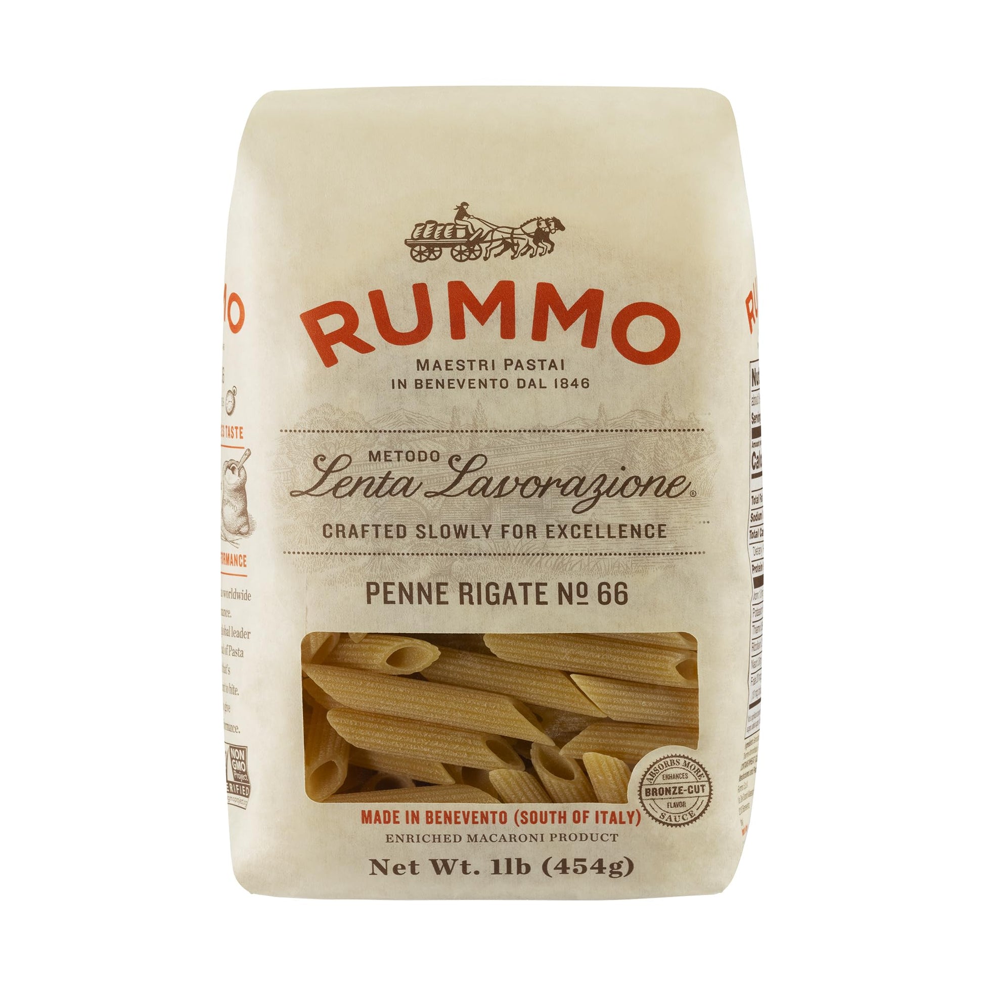 Rummo Penne Rigate Pasta N.66 - Penne Pasta Noodles, Dry Pasta, Durum Wheat Semolina Penne, Pasta From Italy - 16 Ounce (Pack Of 5)
