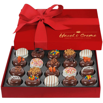 Hazel & Creme Chocolate Covered Cookie Gift Box - 21 Piece Set - Gourmet Dark Chocolate Vegan Treats in Elegant Packaging